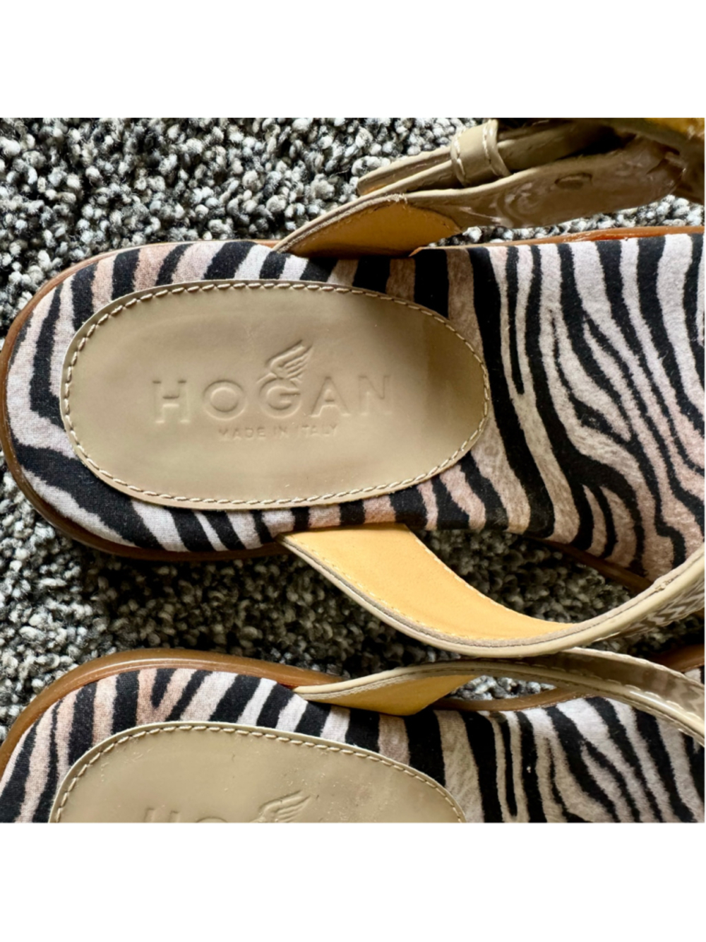 Women's Hogan Patent Leather Ibiza Sandals Zebra Footbed Tortoiseshell Buckle 36 - Picture 13 of 13